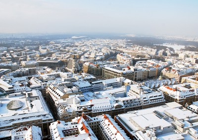 Leipzig verschneit Winter Blick